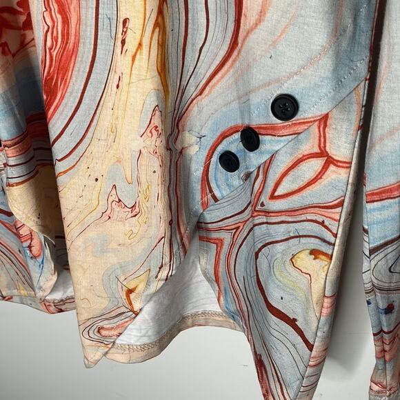 C.O.Z.Y Multicolored Pattern Long Sleeve Scoop Neck Top Polyester Blend Small - Picture 2 of 7